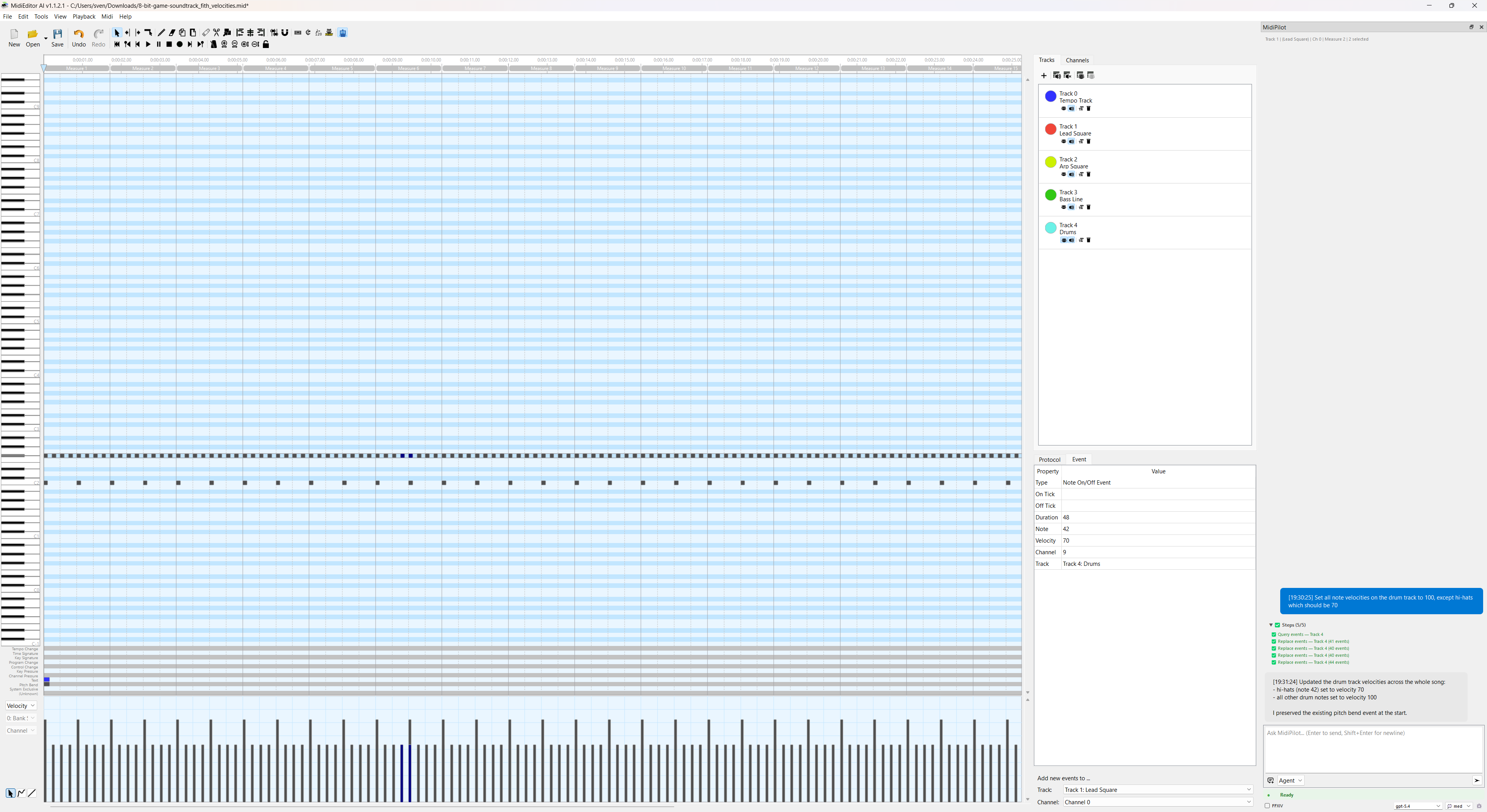 Drum velocities adjusted