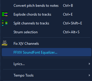 Tools menu entry FFXIV SoundFont Equalizer...
