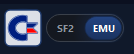 The retro SF2 to EMU toolbar toggle, with the active engine side glowing.