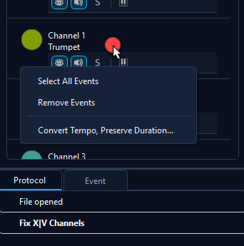 Channel context menu
