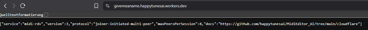Browser showing the rendezvous Worker /health endpoint returning JSON