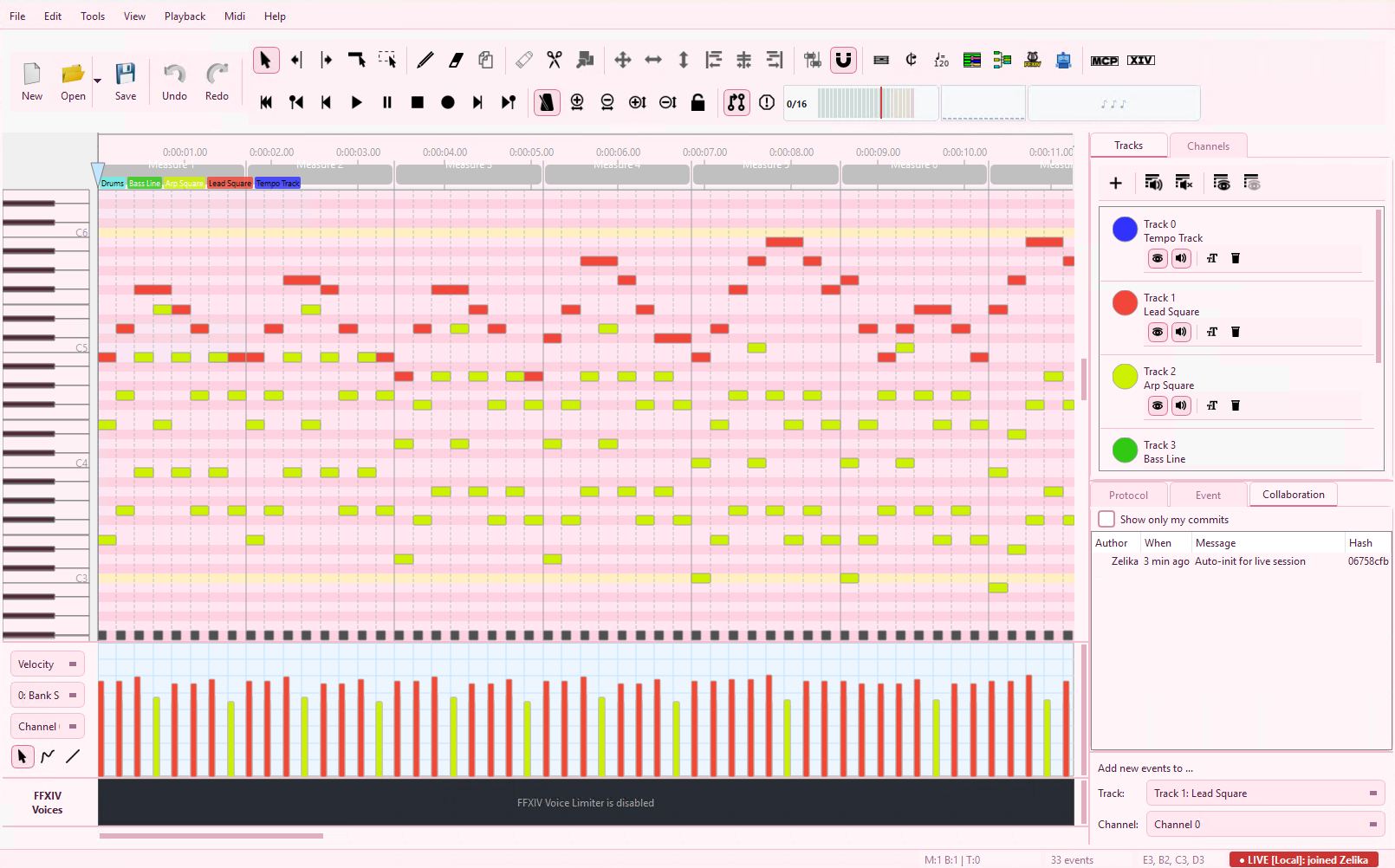 Client view of an active LAN Live Session with the LIVE indicator and peer label