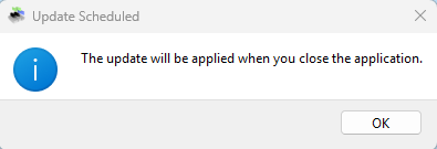 Update Scheduled confirmation dialog